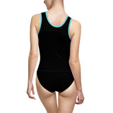 Women's Classic One-Piece Swimsuit - Black with colored straps