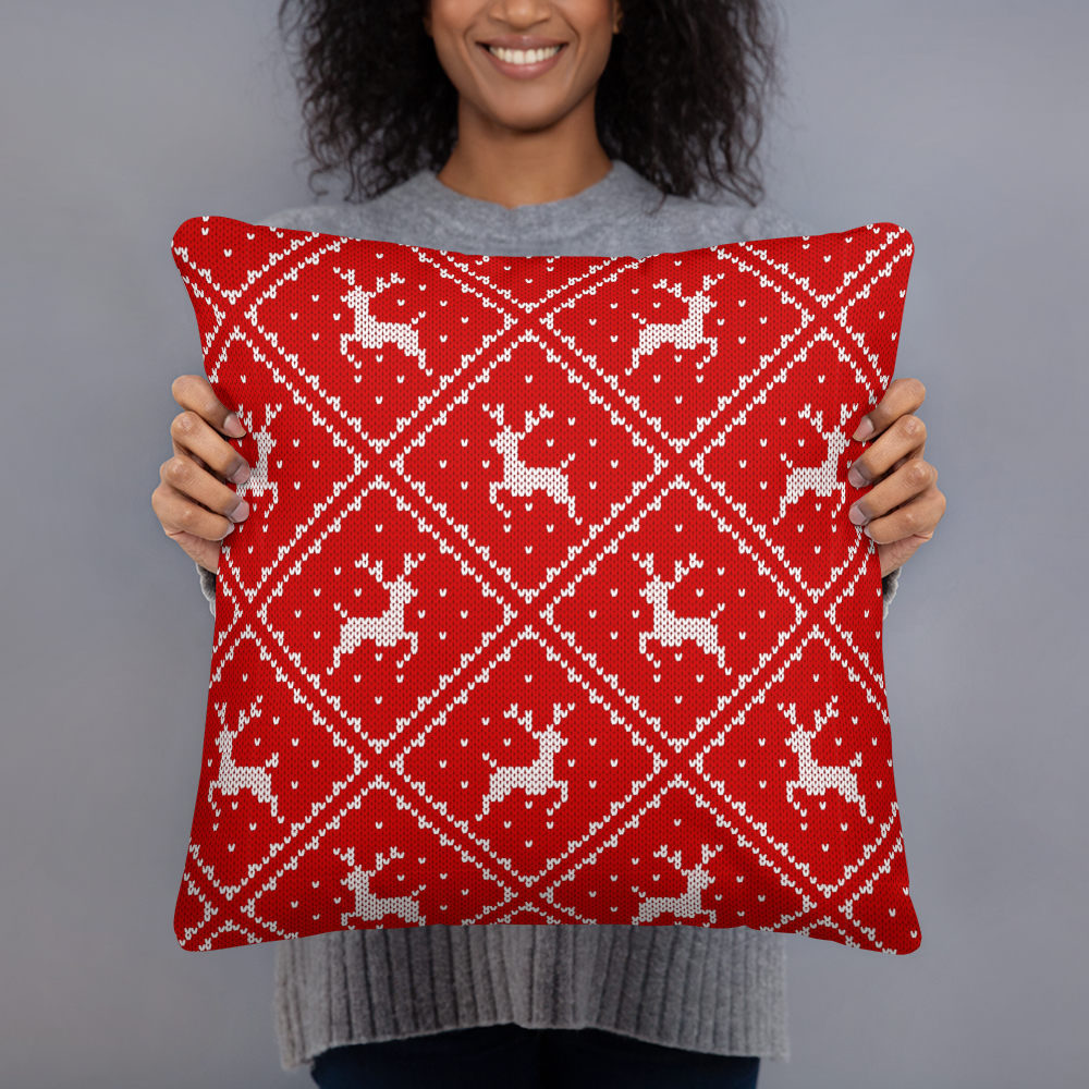 Ugly Sweater Reindeer Pillow