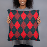 Red and Gray Argyle Pillow