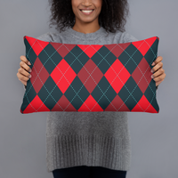 Red and Gray Argyle Pillow