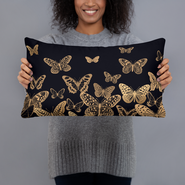 Black and Gold Butterflies Pillow