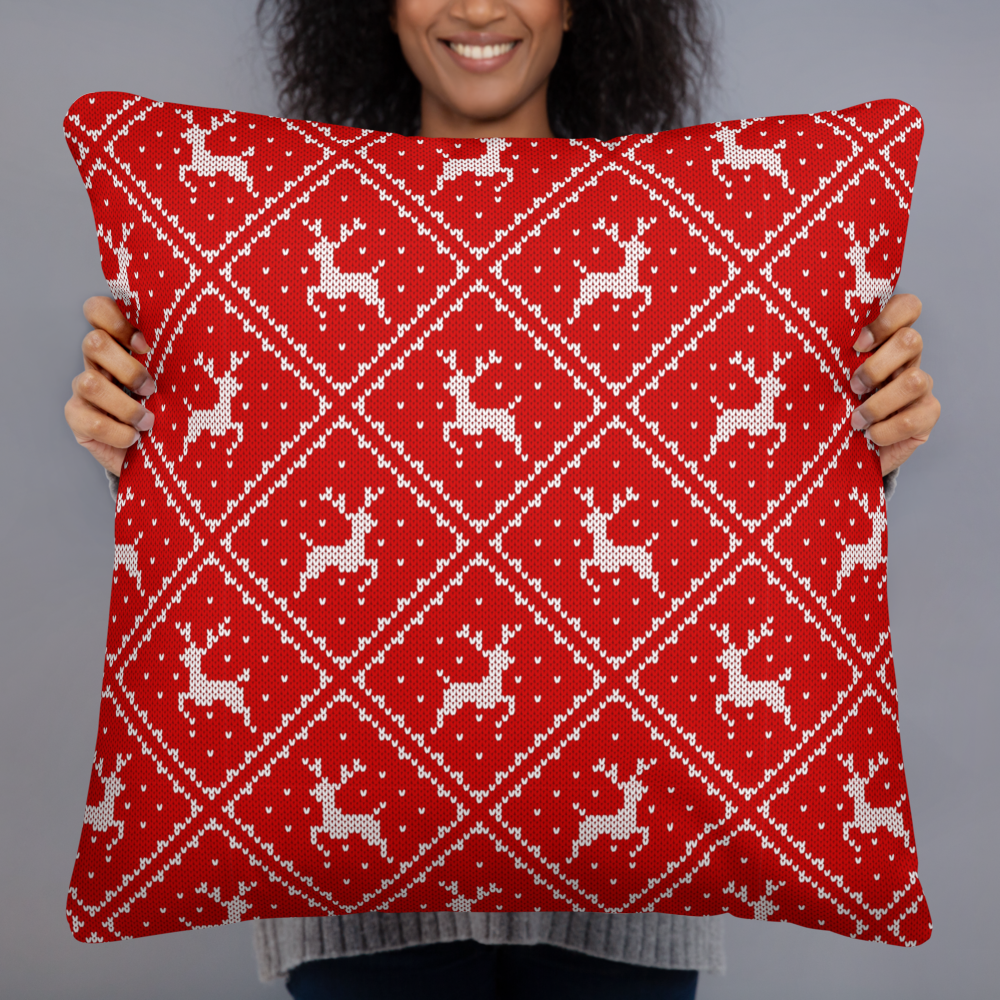 Ugly Sweater Reindeer Pillow