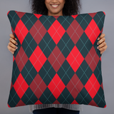 Red and Gray Argyle Pillow