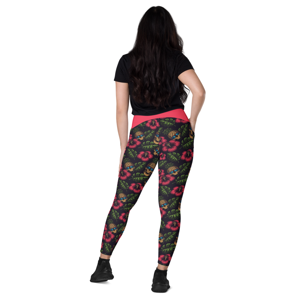 Pineapple Skulls Crossover leggings with pockets