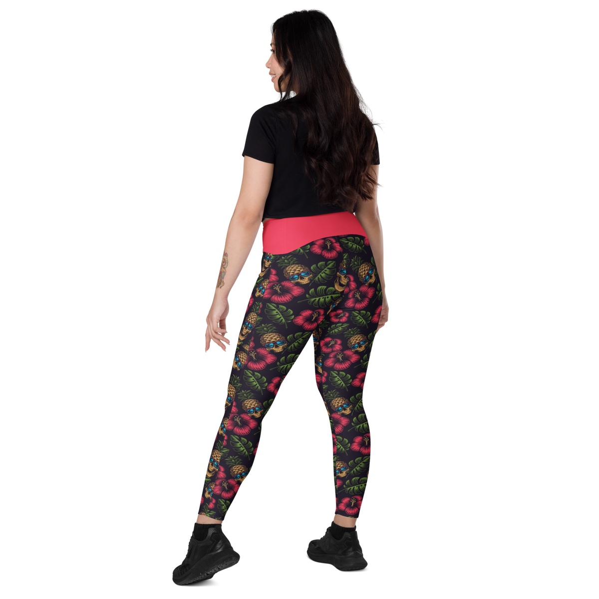 Pineapple Skulls Crossover leggings with pockets