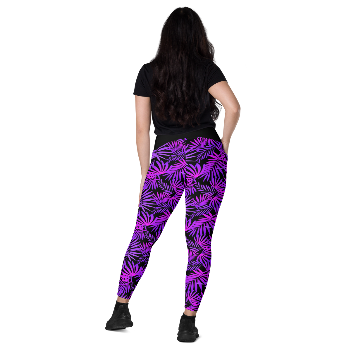 Leggings with pockets - Purple Ferns