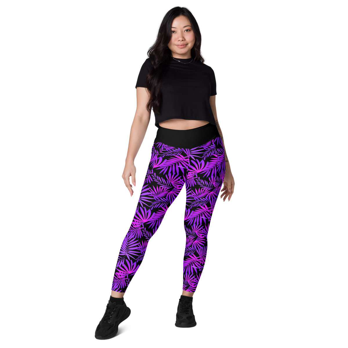 Leggings with pockets - Purple Ferns