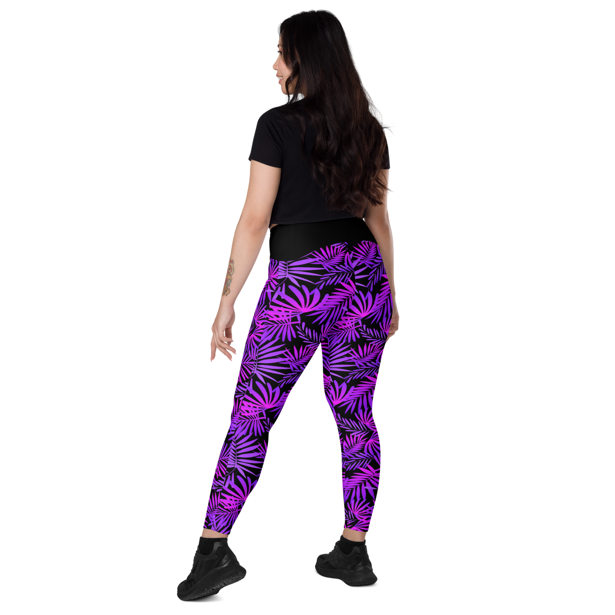 Leggings with pockets - Purple Ferns