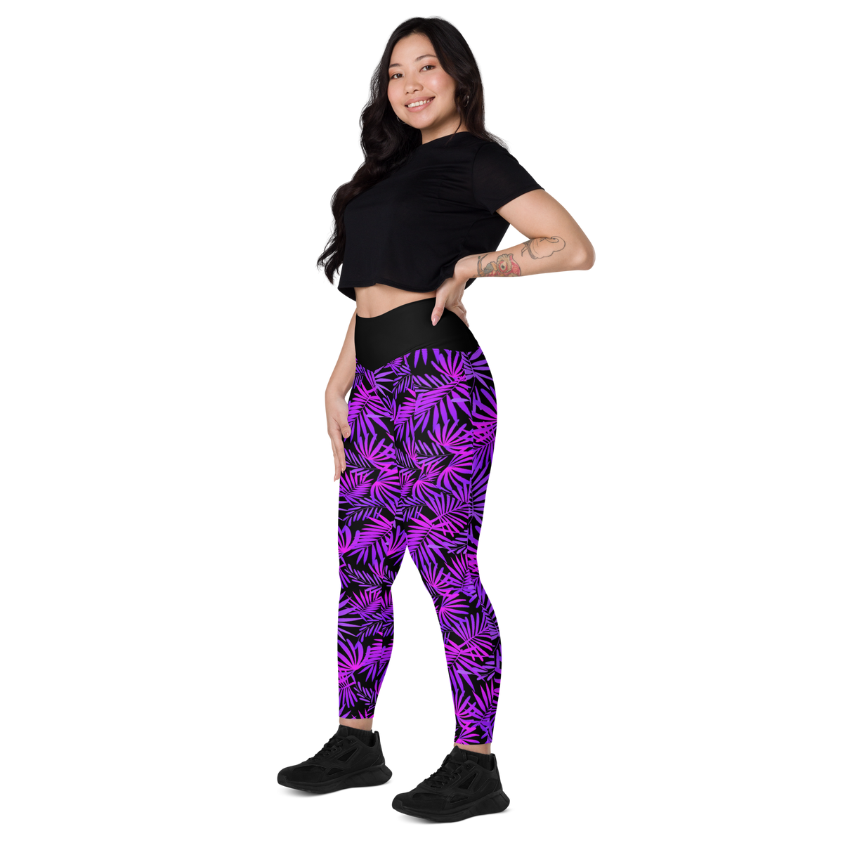 Leggings with pockets - Purple Ferns