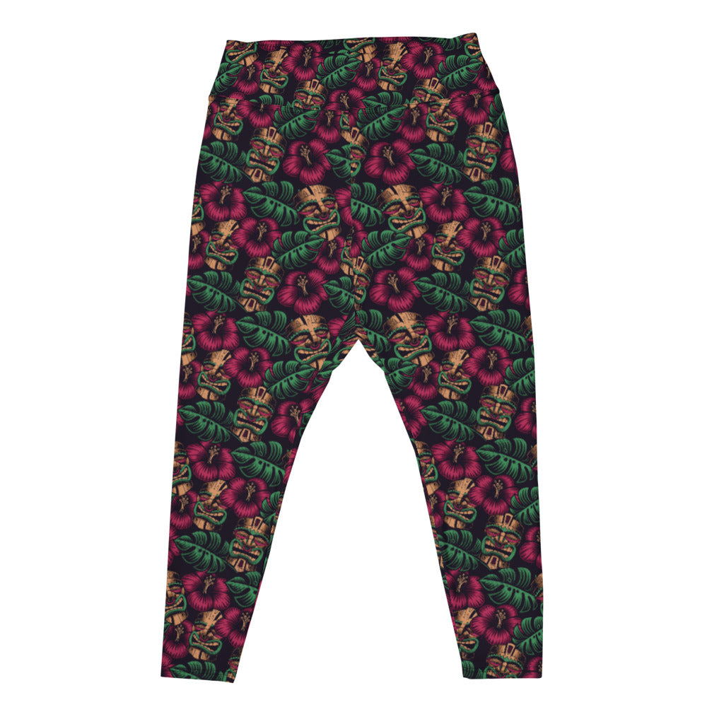 Tiki Mask All-Over Print Plus Size Leggings