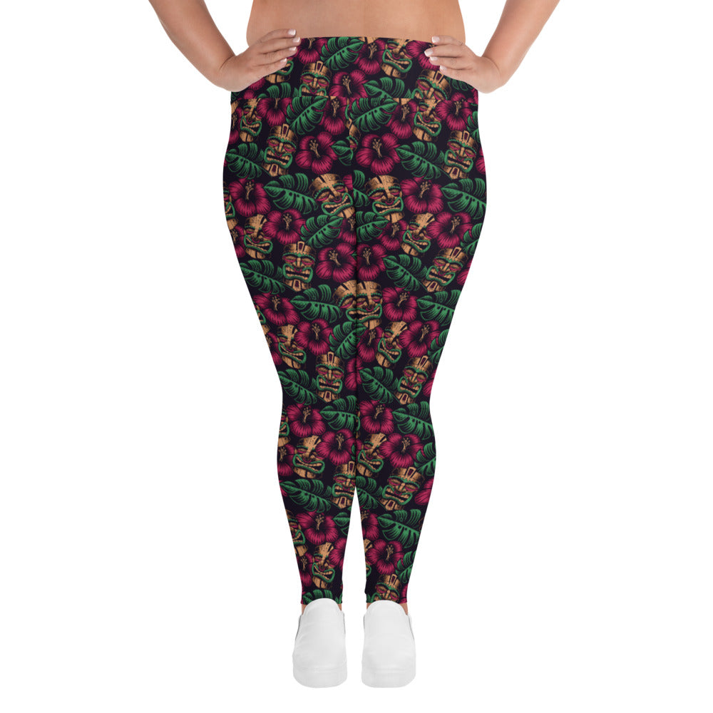 Tiki Mask All-Over Print Plus Size Leggings
