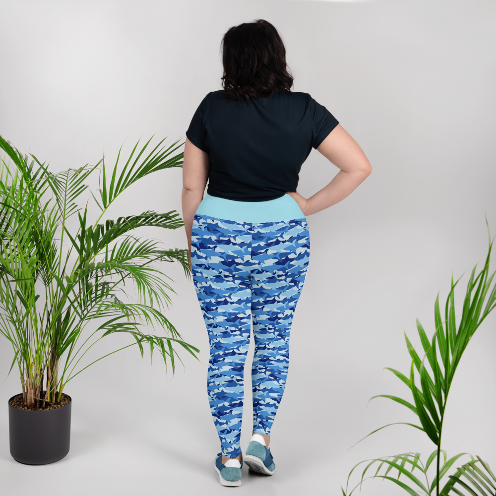 Blue Shark Collage Plus Size Leggings