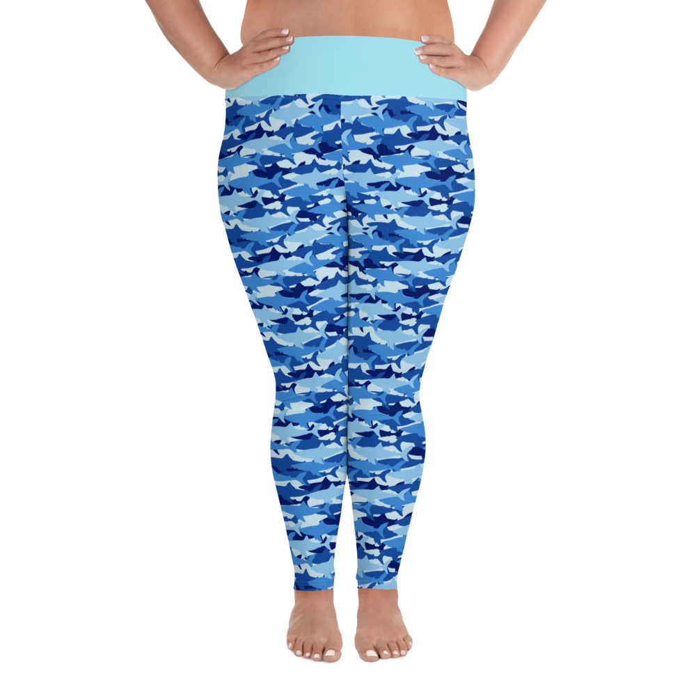 Blue Shark Collage Plus Size Leggings
