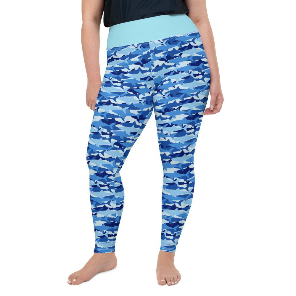 Blue Shark Collage Plus Size Leggings