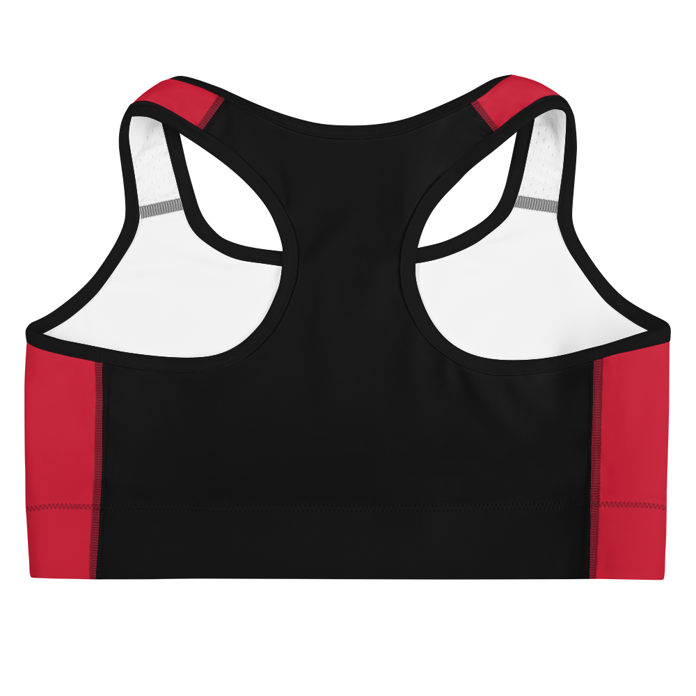 Medium Red / Black Sports bra