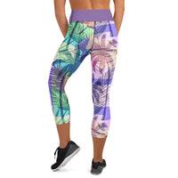 Colored Palms Yoga Capri Leggings