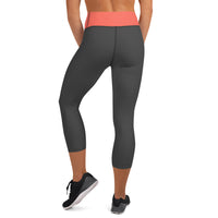 Coral and Gray Yoga Capri Leggings