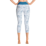 Floral Line art Yoga Capri Leggings