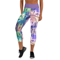 Colored Palms Yoga Capri Leggings