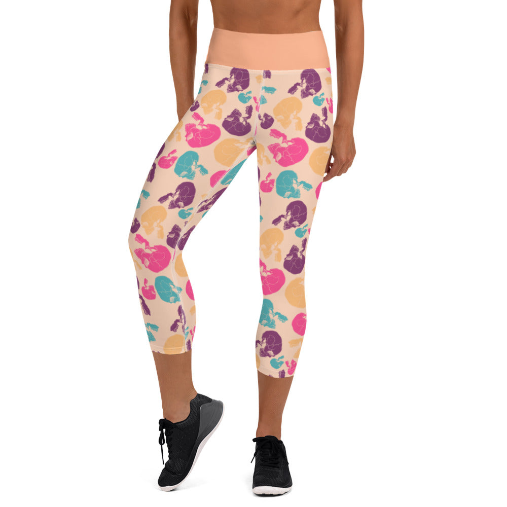 Colored Skulls - Yoga Capri Leggings