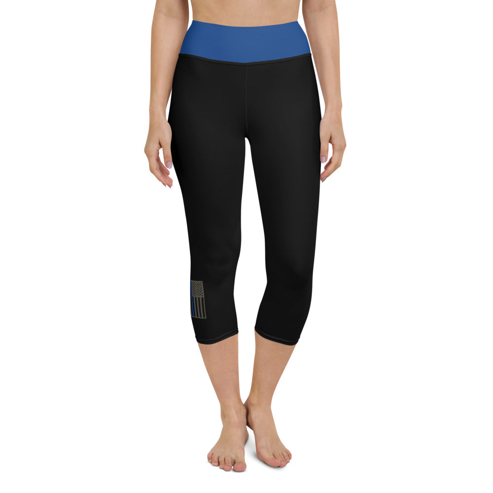 USA Flag (thin blue line) - Yoga Capri Leggings