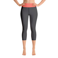 Coral and Gray Yoga Capri Leggings