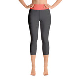 Coral and Gray Yoga Capri Leggings
