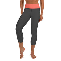 Coral and Gray Yoga Capri Leggings
