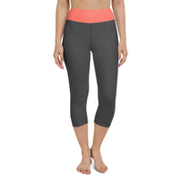 Coral and Gray Yoga Capri Leggings