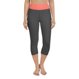 Coral and Gray Yoga Capri Leggings