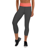 Coral and Gray Yoga Capri Leggings