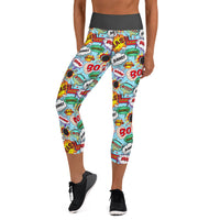 Cartoon KABOOOOM! Yoga Capri Leggings