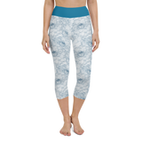 Floral Line art Yoga Capri Leggings