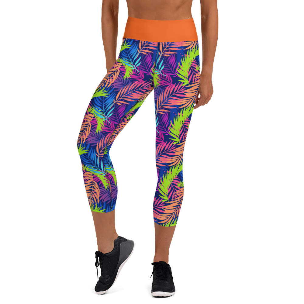 Bright Colored Leaves Capri Leggings