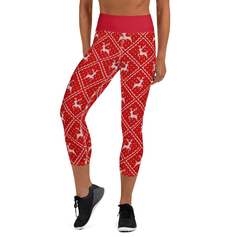 Knitted Reindeer Capri Leggings