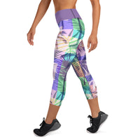 Colored Palms Yoga Capri Leggings