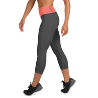 Coral and Gray Yoga Capri Leggings