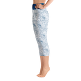 Floral Line art Yoga Capri Leggings