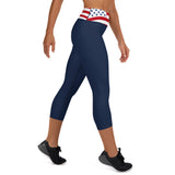 USA Flag (red/blue) - Yoga Capri Leggings