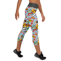 Cartoon KABOOOOM! Yoga Capri Leggings