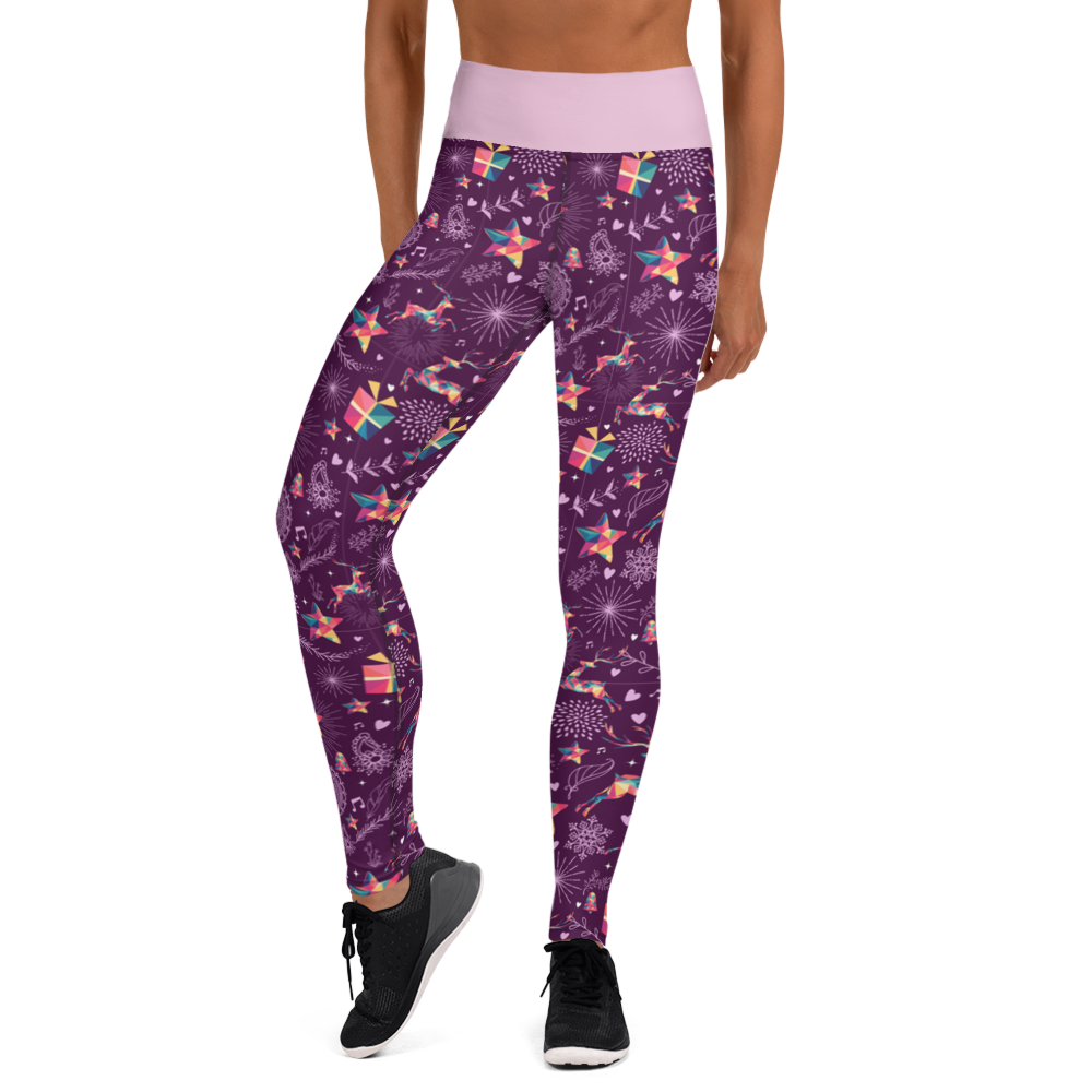 Purple Reindeer Yoga Leggings