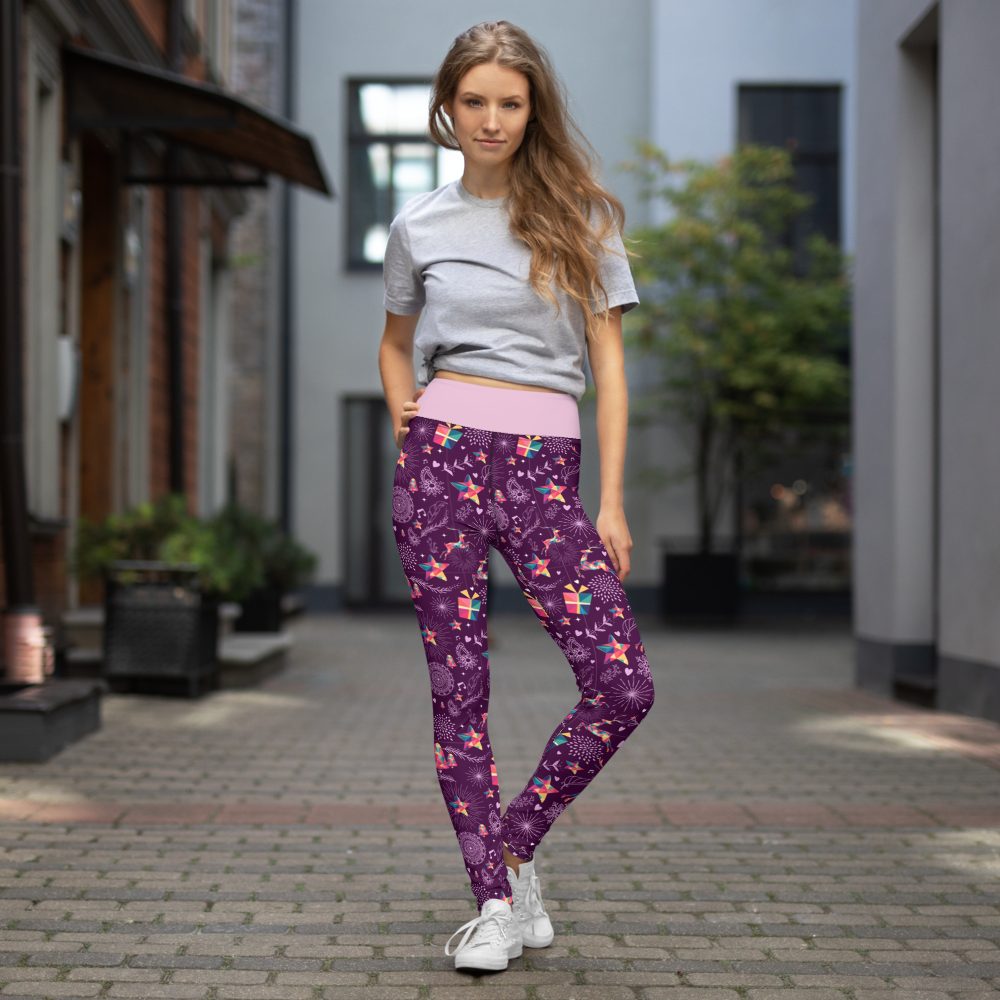 Purple Reindeer Yoga Leggings