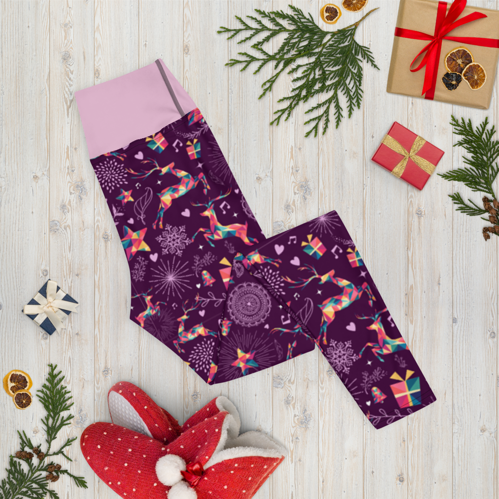 Purple Reindeer Yoga Leggings