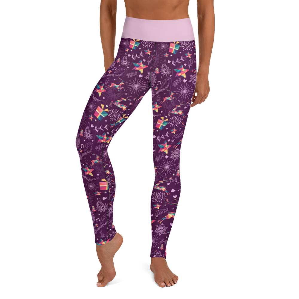Purple Reindeer Yoga Leggings