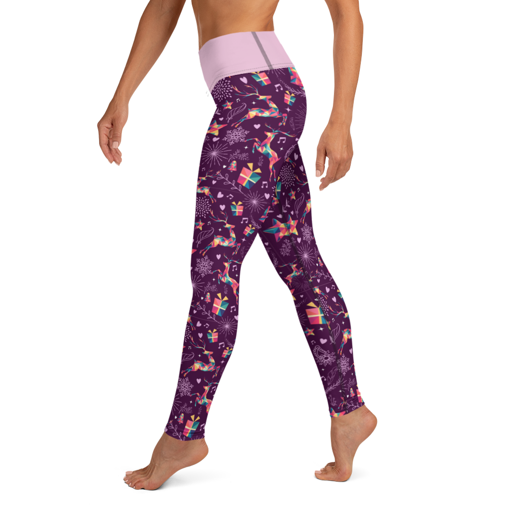 Purple Reindeer Yoga Leggings
