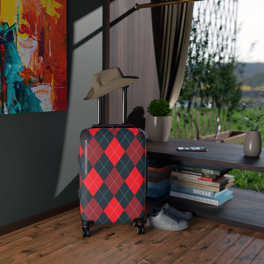 Red Argyle Carry-on