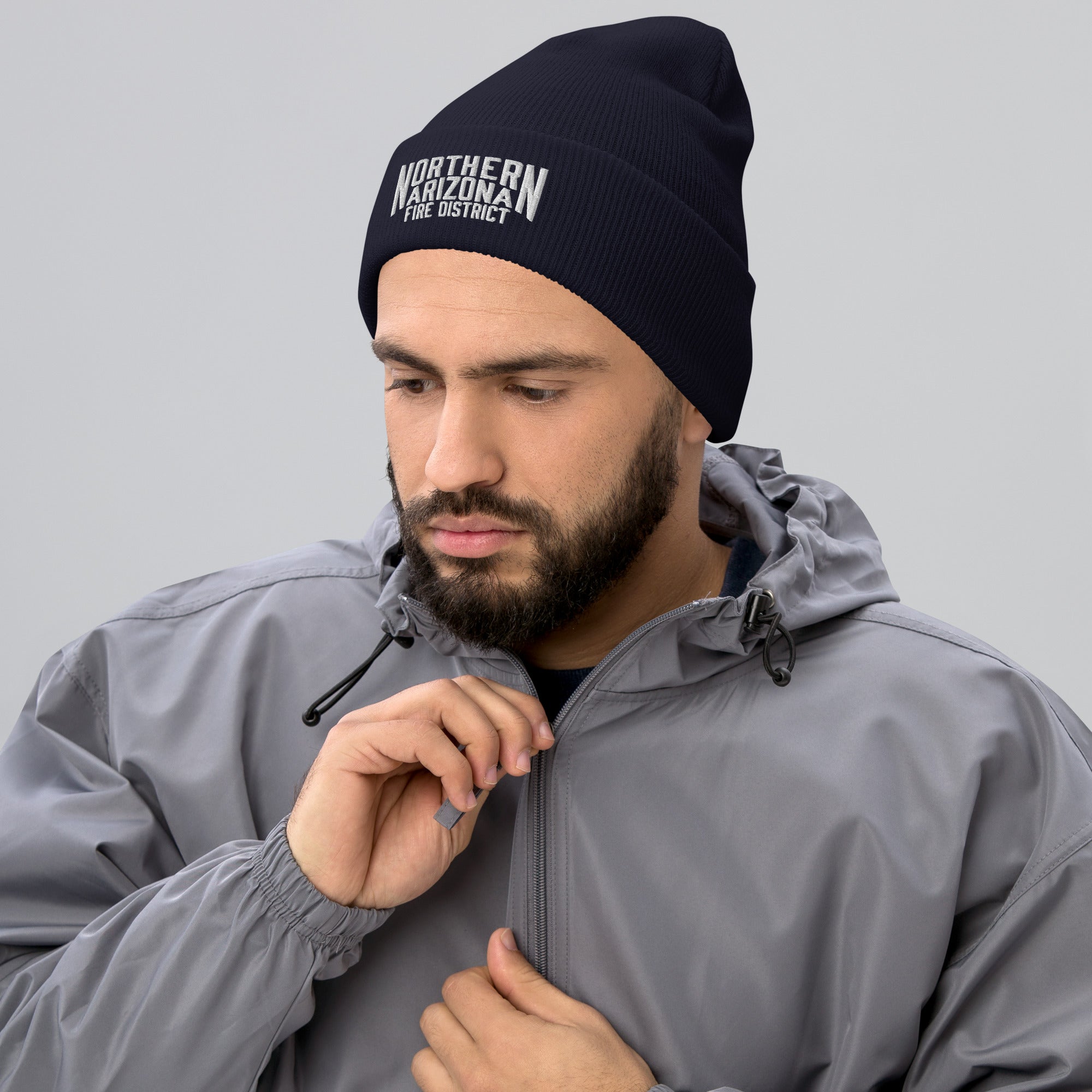 NAFD all-white Cuffed Beanie