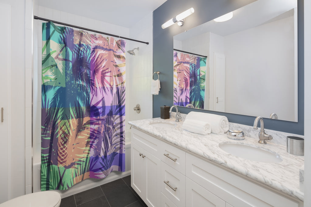 Purple Palms Shower Curtains
