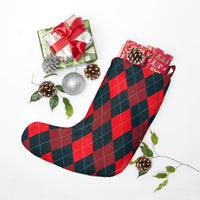 Red and Gray Argyle Christmas Stockings