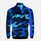 Blue Camo with blue accents - Stand Collar Zipper-up Hoodie